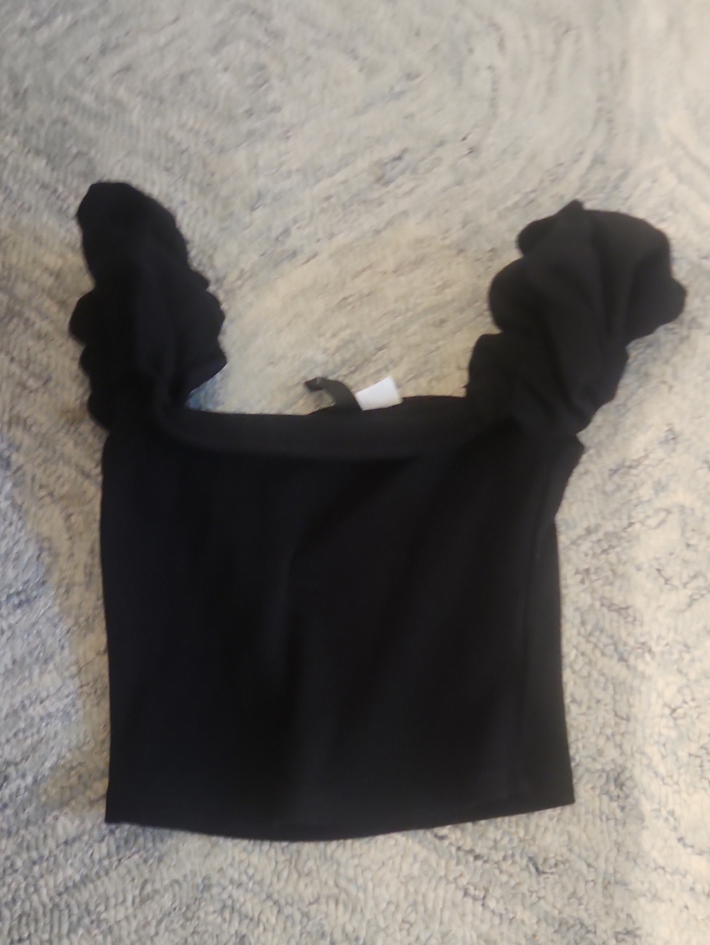 Divided Black Ruffle Strap Tank for Kids